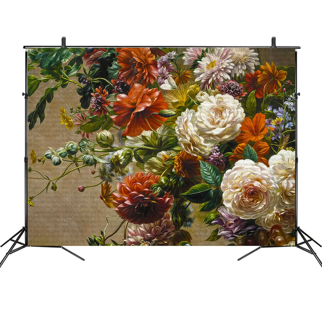Canlı Renklerin Büyüsüyle Baharın Tazeliğini Yansıtan Çiçek Aranjmanı Fon Kumaşı