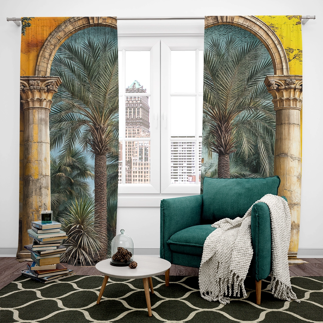 Antik Tropik Bahçenin Gizemli Yansıması Fon Perde