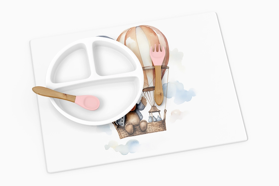 Balonla Gökyüzünde Sevimli Ayı Poster Amerikan Servis