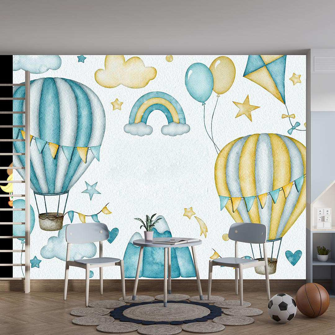 Balonların Dansı Dağların Huzuru ve Gökkuşağının Büyüsü Poster Duvar Kağıdı