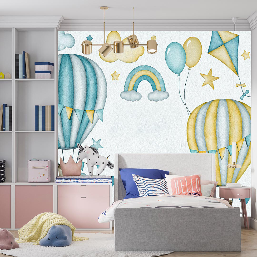 Balonların Dansı Dağların Huzuru ve Gökkuşağının Büyüsü Poster Duvar Kağıdı