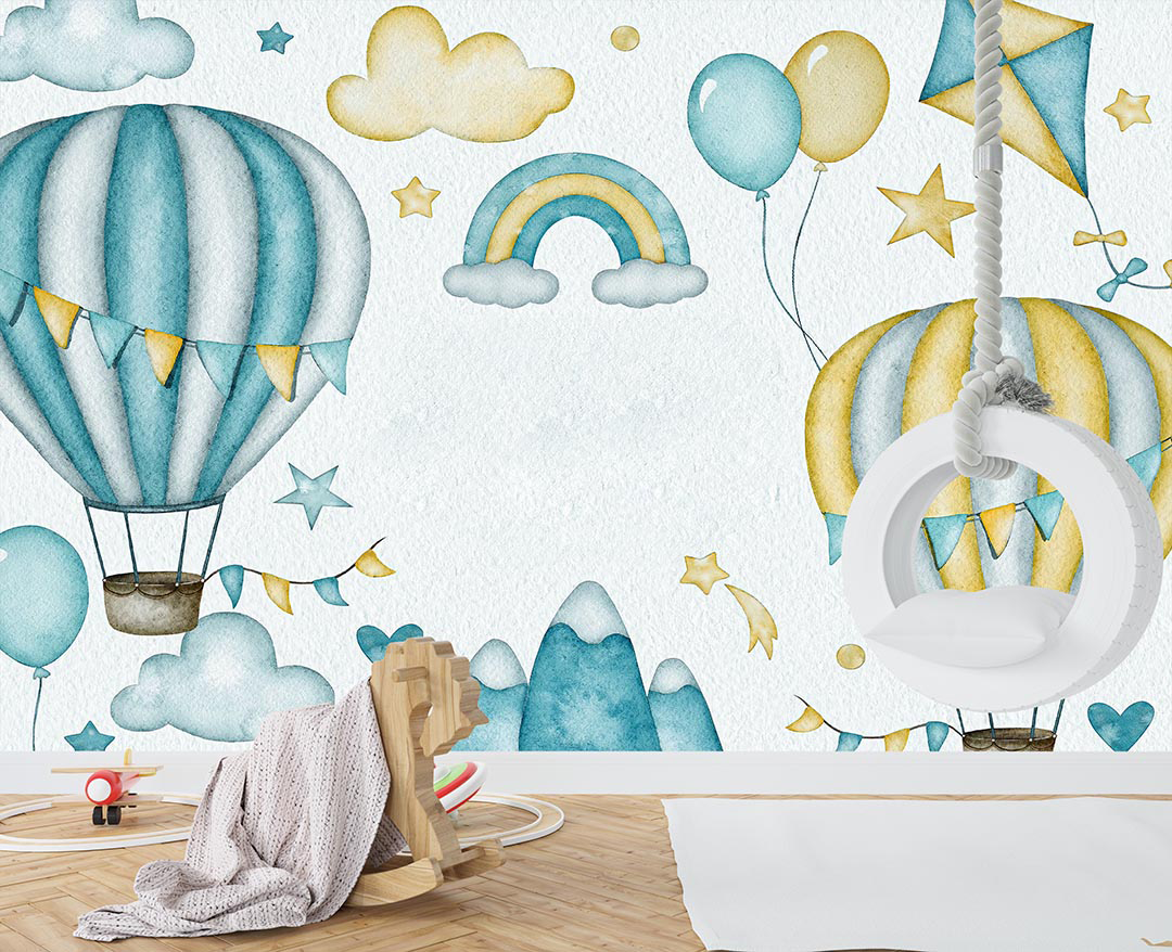 Balonların Dansı Dağların Huzuru ve Gökkuşağının Büyüsü Poster Duvar Kağıdı