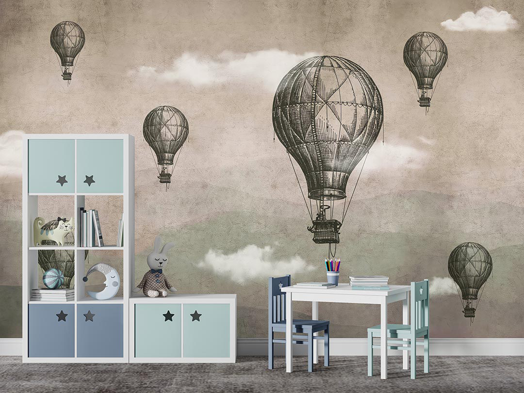 Balonların Zamanda Asılı Hayallerinin Nostaljik Dansı Poster Duvar Kağıdı