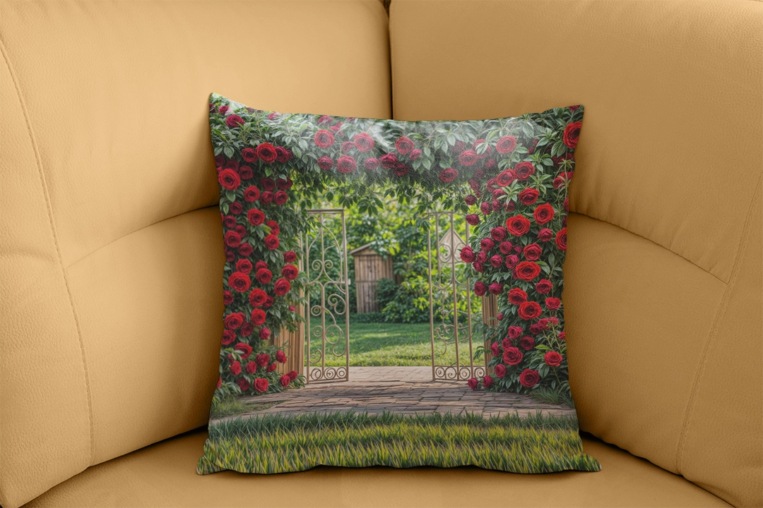 Canlı Kırmızı Güllerle Bezeli İhtişamlı Kemerin Romantizmi Kırlent