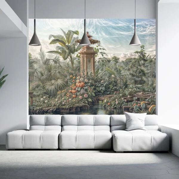 Çiçek Açan Bitkilerin Bahçesinde Rüyaların Büyülü Atmosferi Poster Duvar Kağıdı