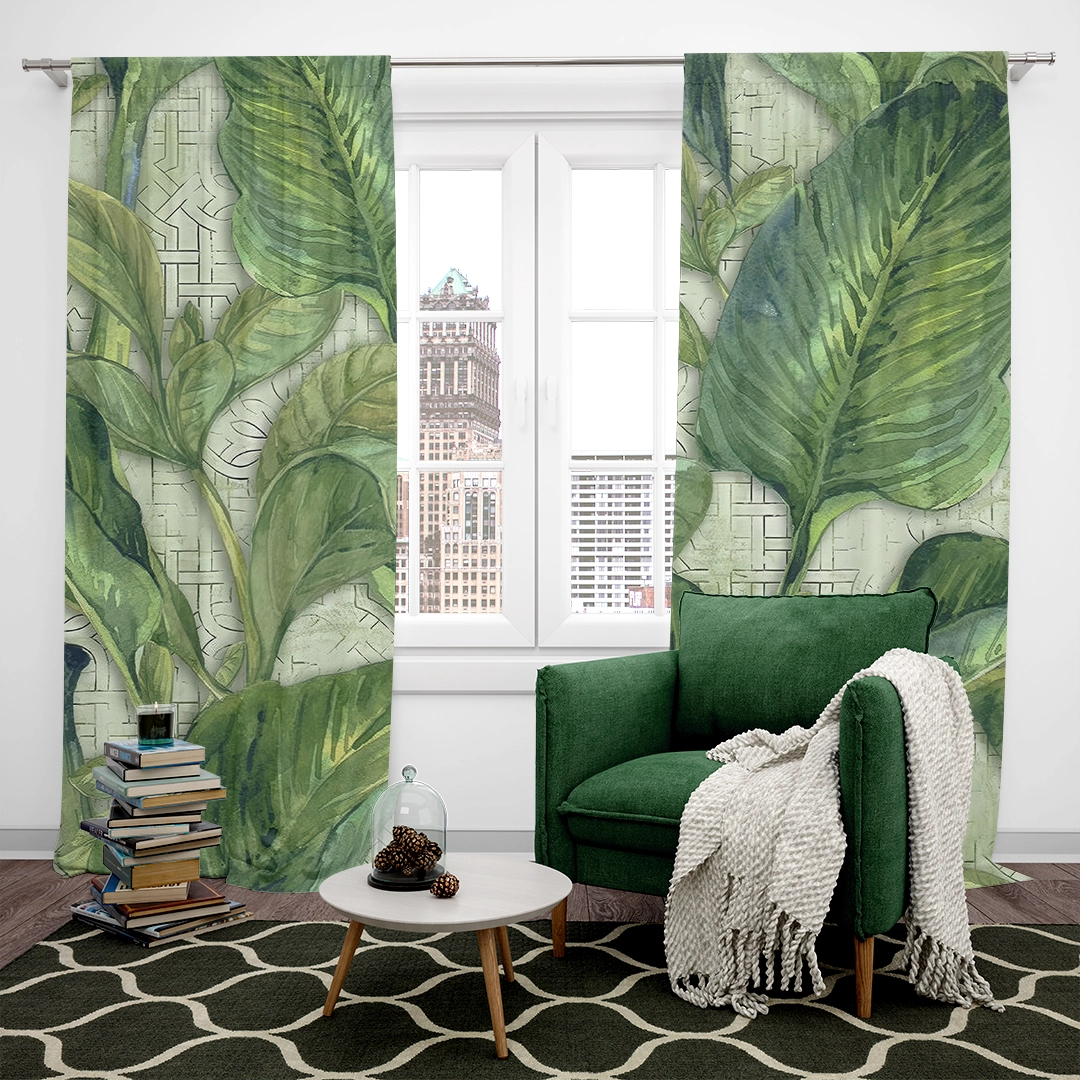 Etnik Desenlerle Harmanlanan Tropik Doğa Fon Perde