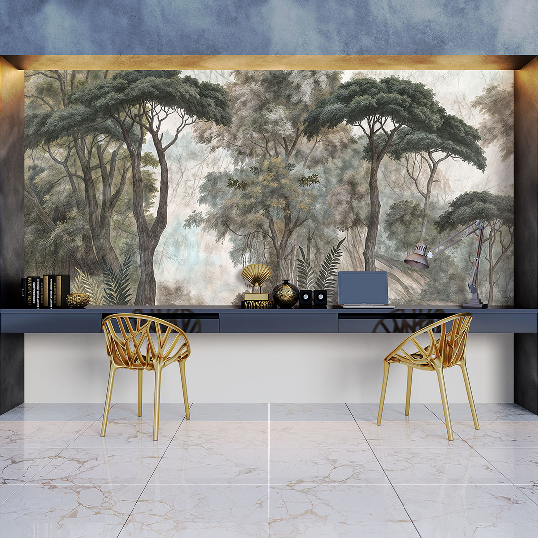 Gizemli Ormanın Huzurlu Yansıması Poster Duvar Kağıdı