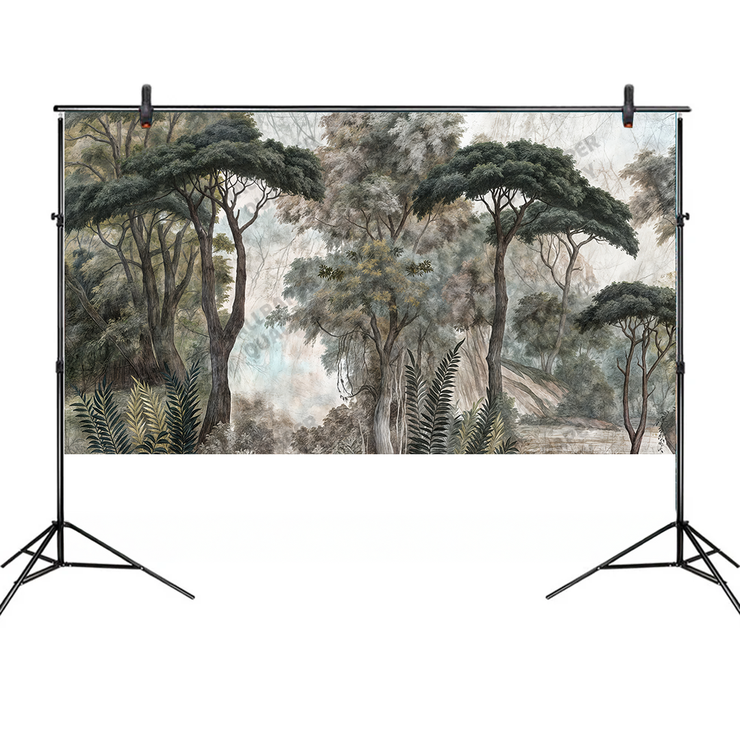 Gizemli Ormanın Huzurlu Yansıması Fon Kumaşı