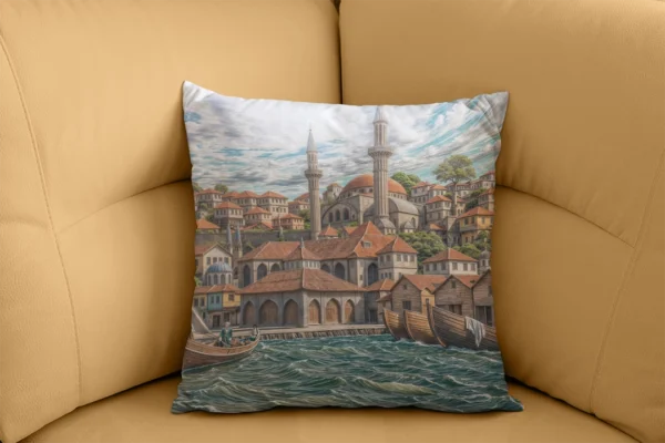 İstanbul'un Dalgalı Sularının Üzerinde Yükselen Minarelerin Fısıltısı Kırlent