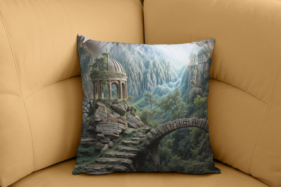 Kadim Sırların Fısıldadığı Yeşil Vadilerde Yükselen Fantastik Tapınaklar Kırlent