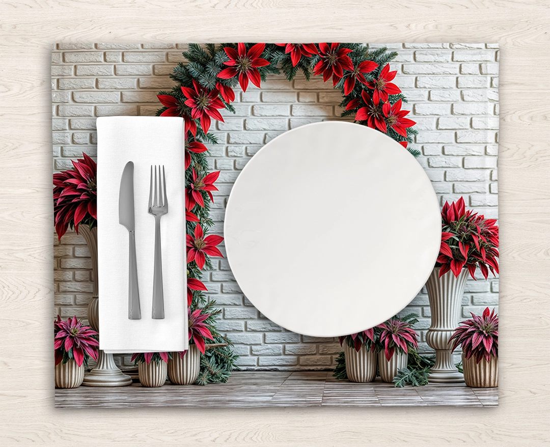 Kırmızı Atatürk Çiçekleri ve Yeşil Çam Dallarıyla Bezeli İhtişam Amerikan Servis