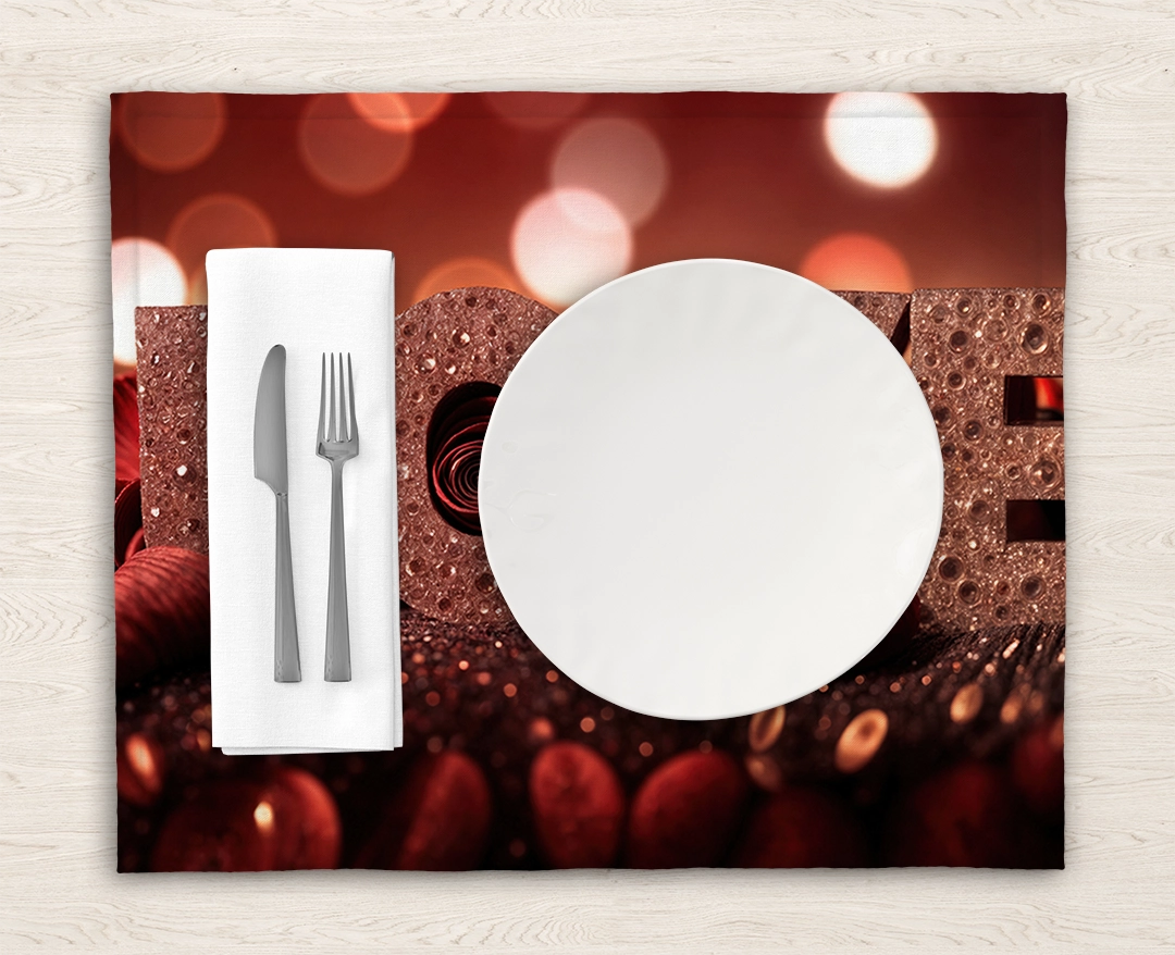 Kırmızı Güller Işıltılı "LOVE" Harfleri ve Romantik Işıklar Amerikan Servis