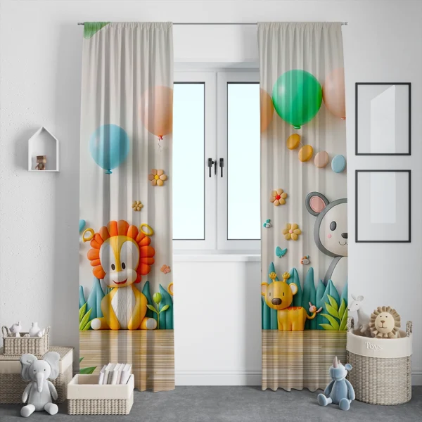 Neşeli Hayvanların Sevimli Oyuncakları ve Eğlenceli Balonları Fon Perde