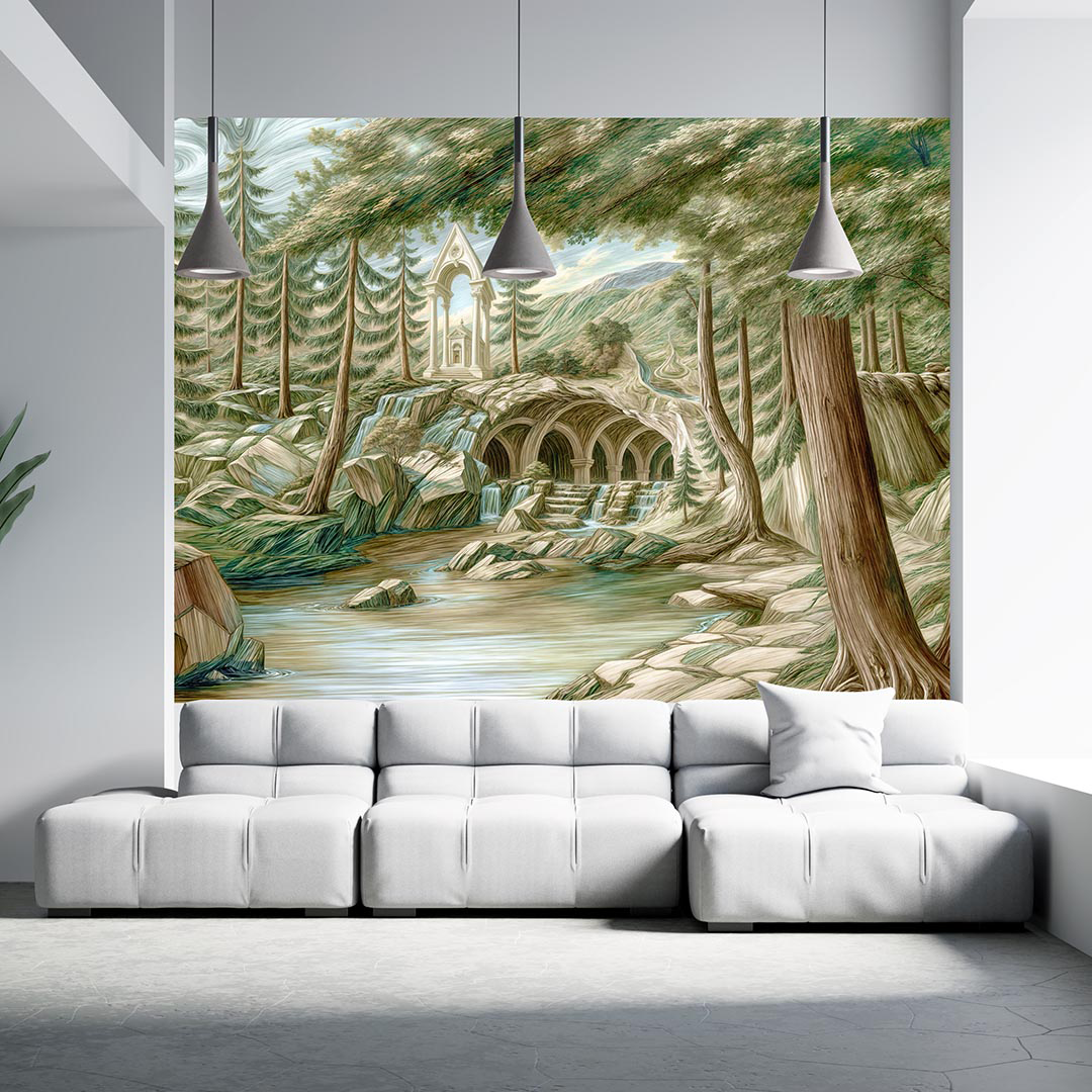 Ormanın Kalbinde Yükselen Mistik Mağaralar Poster Duvar Kağıdı