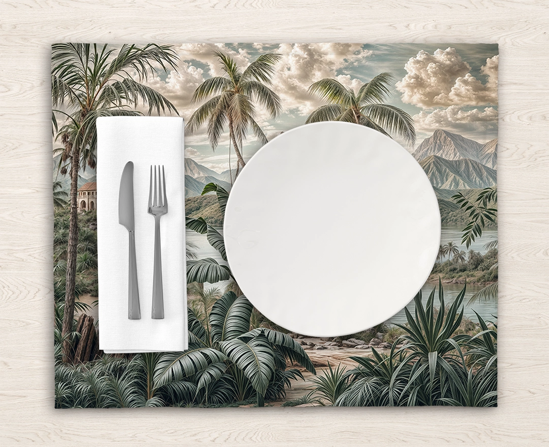 Palmiye Ağaçlarının Gölgesinde Yükselen Uzak Bir Köşk Amerikan Servis