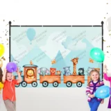 Sevimli Hayvanlarla Tren Macerası fon kumaş