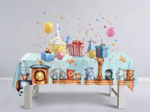 Sevimli Hayvanlarla Tren Macerası masa örtüsü