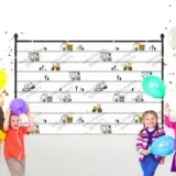 Sevimli İş Makineleriyle Dolu Eğlenceli Macera Dünyası fon kumaş