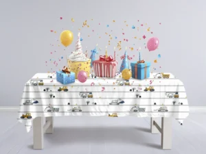 Sevimli İş Makineleriyle Dolu Eğlenceli Macera Dünyası masa örtüsü