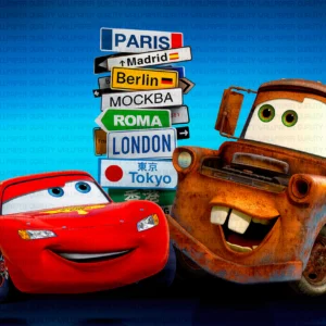 Şimşek McQueen ve Mater Yarış Pistinden Şehir Manzarasına