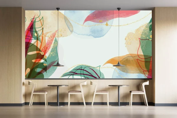 Sulu Boya Tropik Yapraklar Pastel Rüyası Poster Duvar Kağıdı
