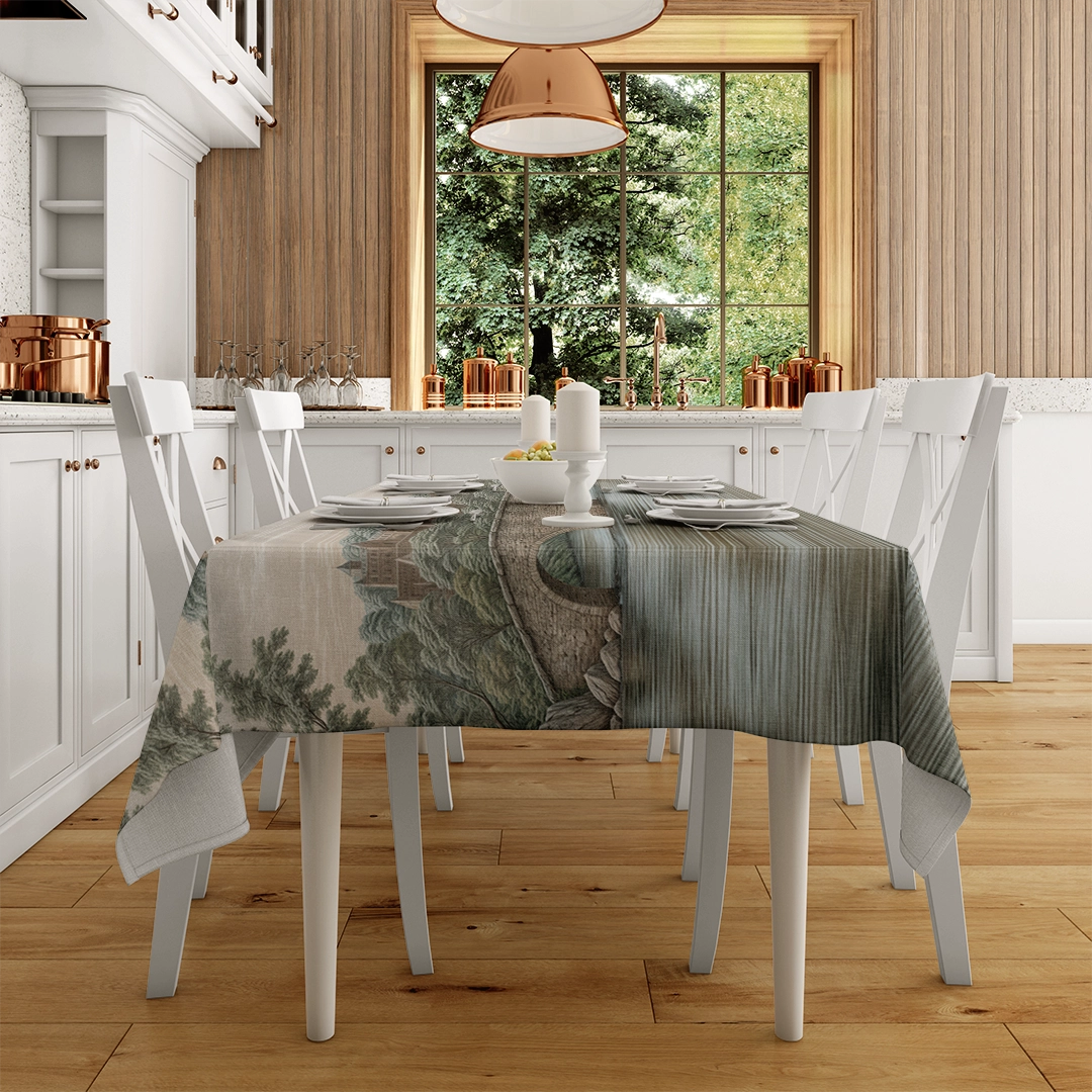 Taş Köprünün Sakin Gölgesinin Yansıması ile Geçmişin Fısıltısı Masa Örtüsü