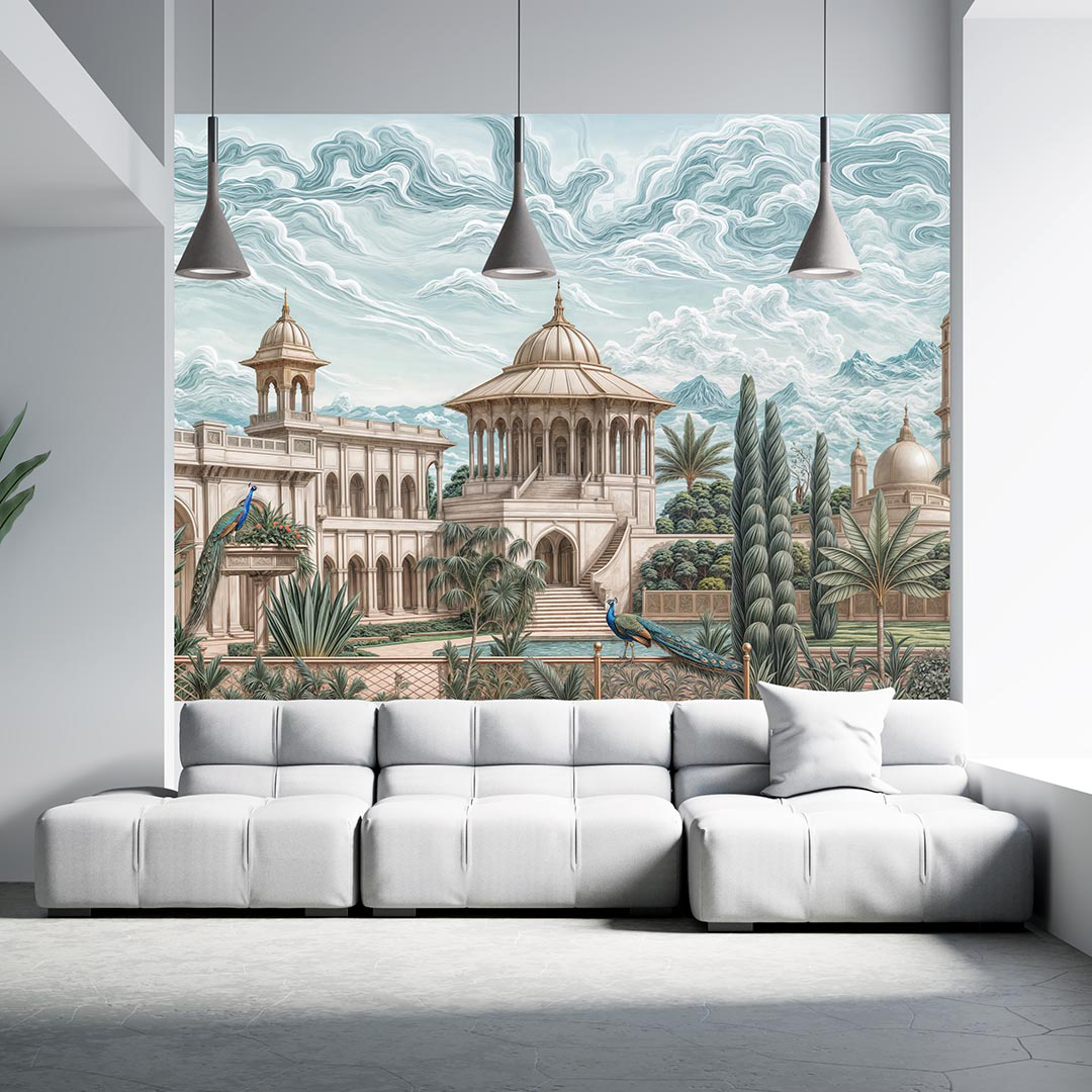 Tavus Kuşlarının Dansıyla Yükselen Kubbeli Yapılar Poster Duvar Kağıdı