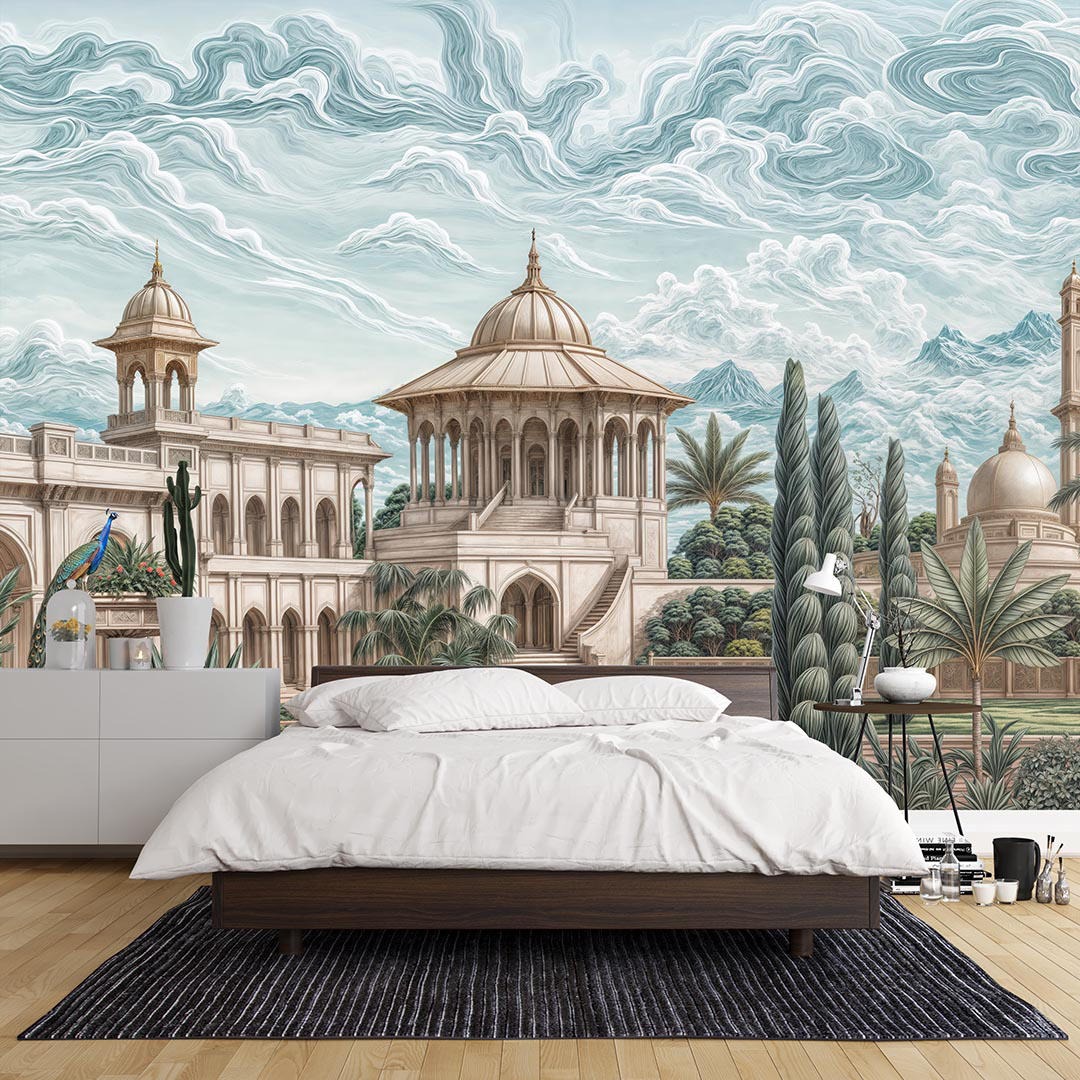 Tavus Kuşlarının Dansıyla Yükselen Kubbeli Yapılar Poster Duvar Kağıdı