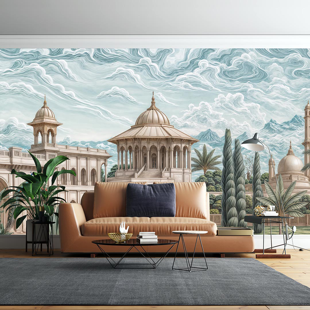 Tavus Kuşlarının Dansıyla Yükselen Kubbeli Yapılar Poster Duvar Kağıdı