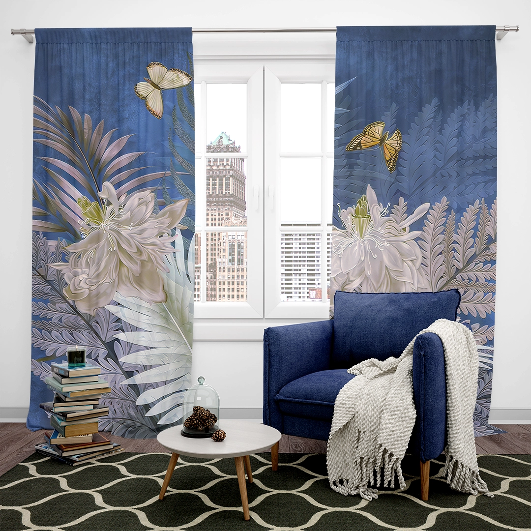 Tropik Bahçede Renklerin ve Yaprakların Senfonisi Fon Perde