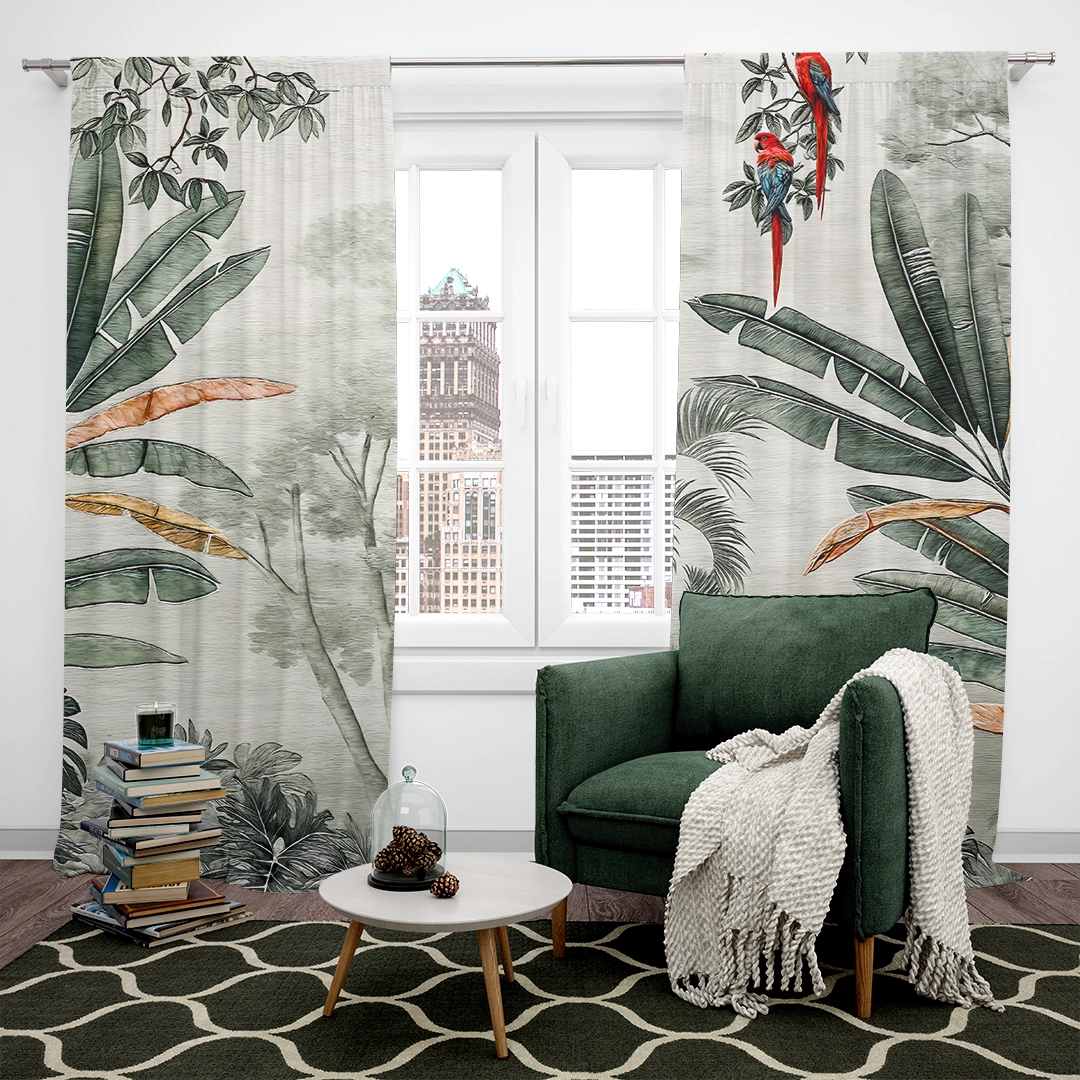 Tropik Ormanın Kalbinde İki Aşk Kuşu Fon Perde