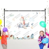 Uçan Zürafa ile Hayallerin Ötesine fon kumaş