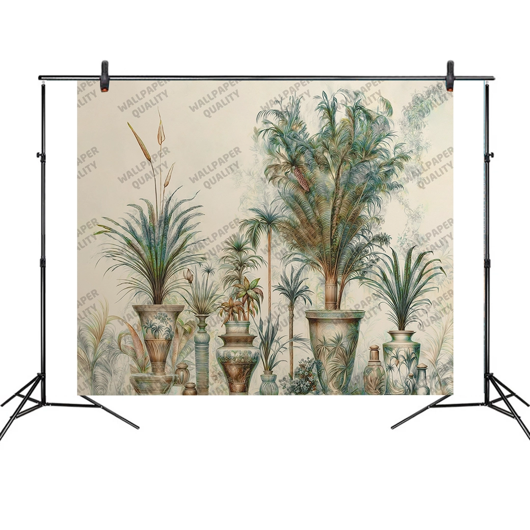 Vazolar İçinde Yaprakların Estetiği Fon Kumaş