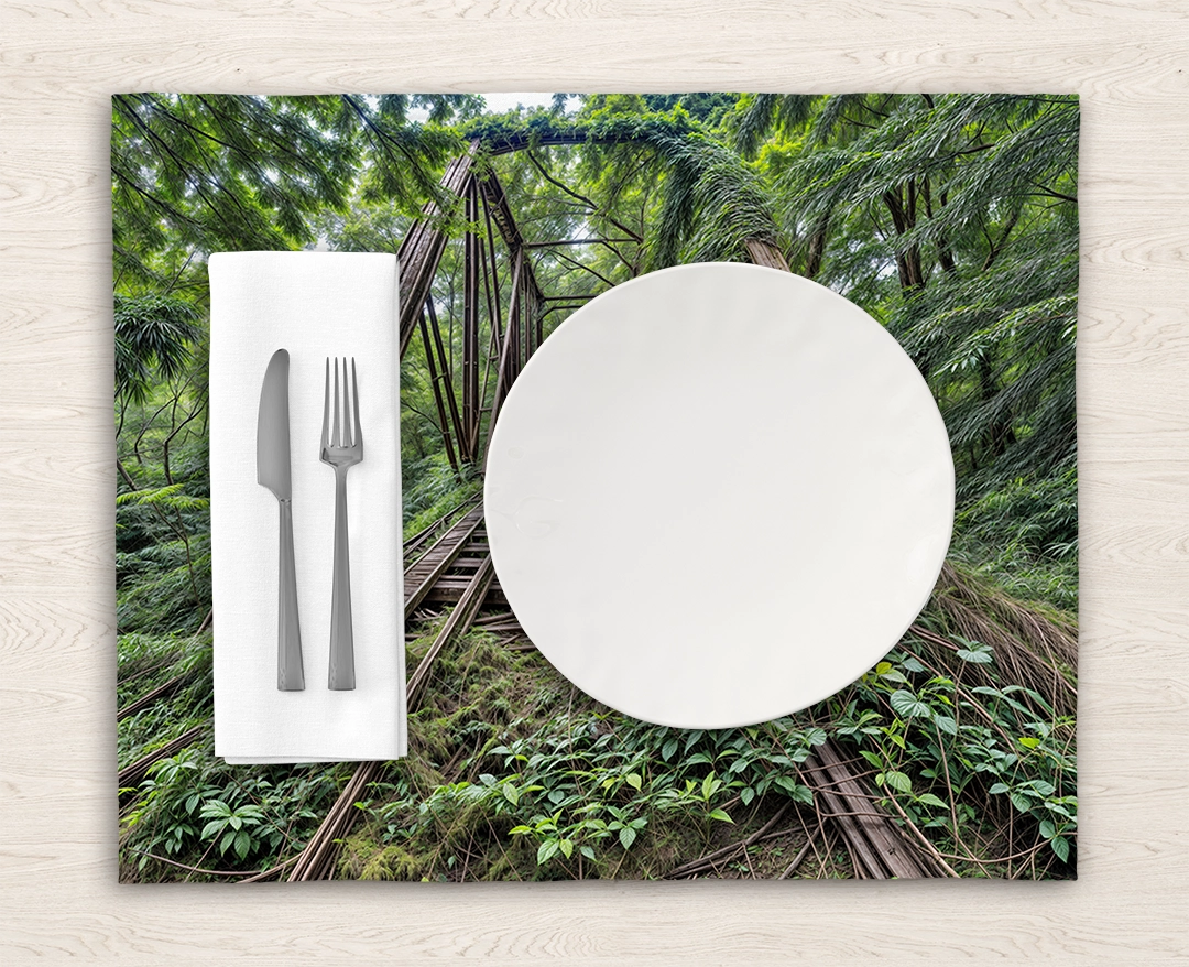 Yemyeşil Ormanın Derinliklerinde Terk Edilmiş Tren Rayı Köprü Amerikan Servis