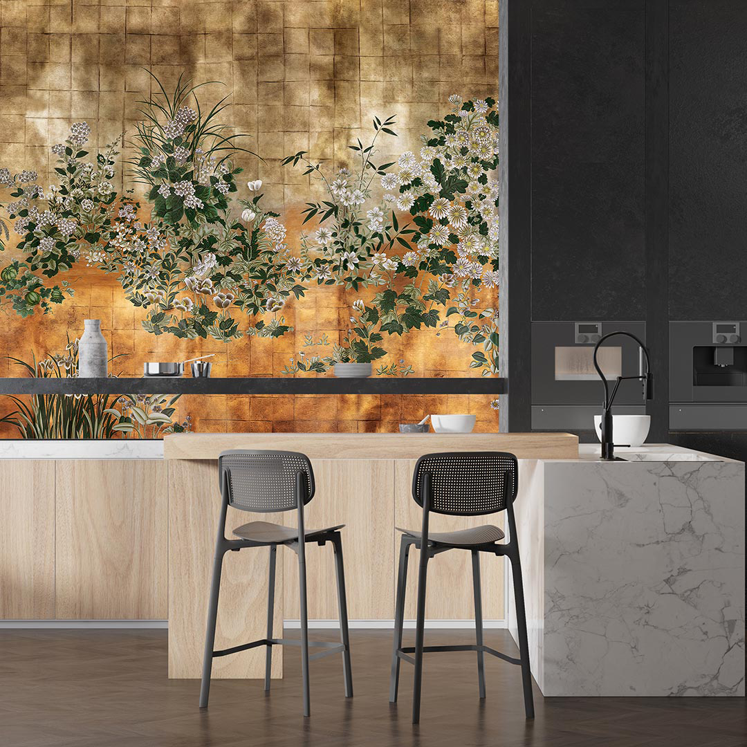 Altın Mozaikte Çiçeklenen Zarafet Poster Duvar Kağıdı