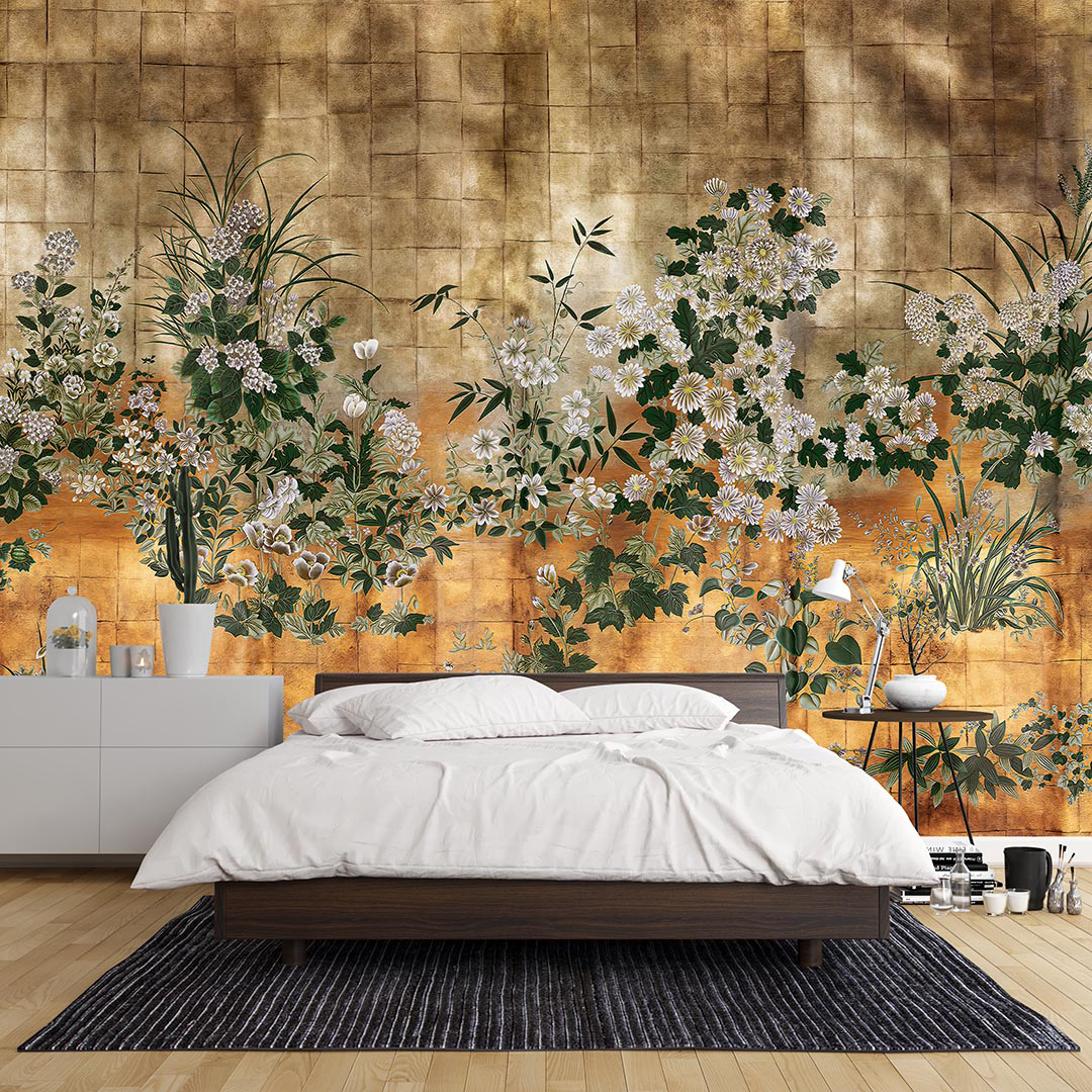 Altın Mozaikte Çiçeklenen Zarafet Poster Duvar Kağıdı