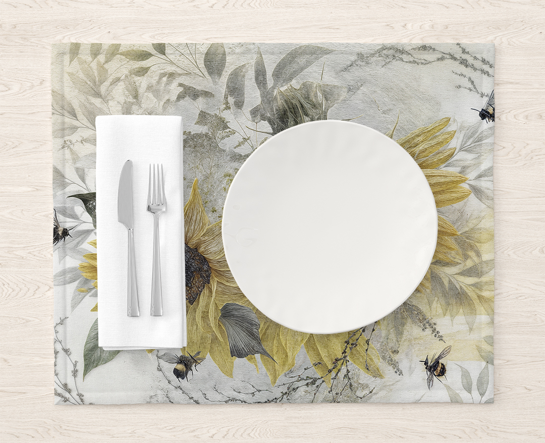 Ayçiçeklerinin ve Uçuşan Arıların Altın Dansı Amerikan Servis