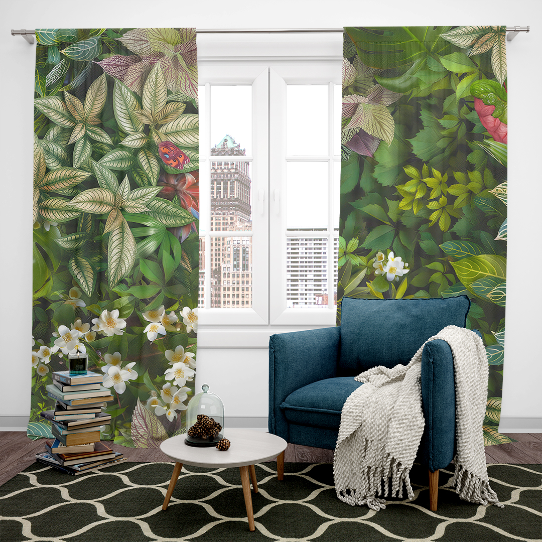 Canlı Renkler ve Zengin Dokularla Doğa'nınn Bitki Enerjisi Fon Perde