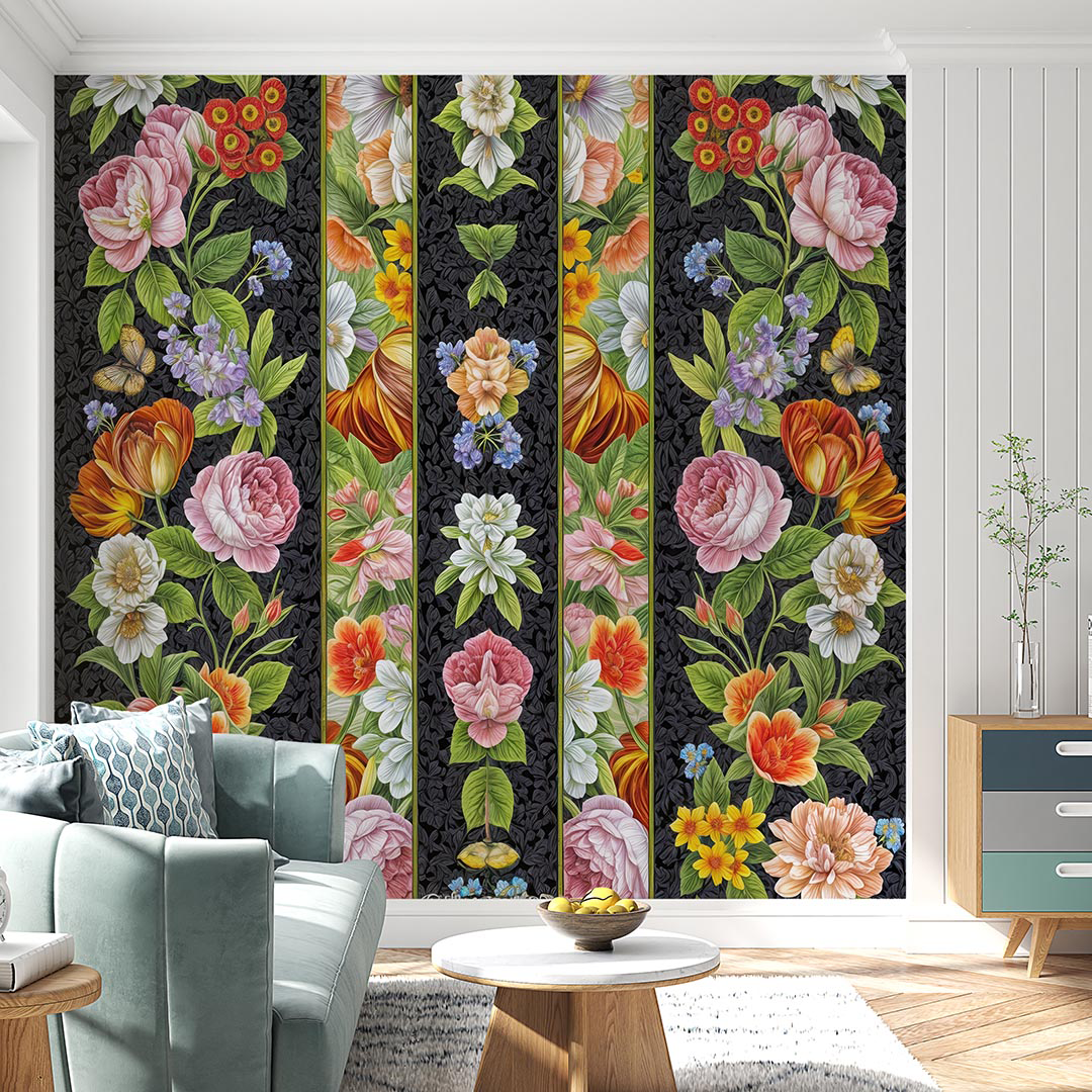 Çiçek Bahçesinin Çizgisel Senfonisi Poster Duvar Kağıdı