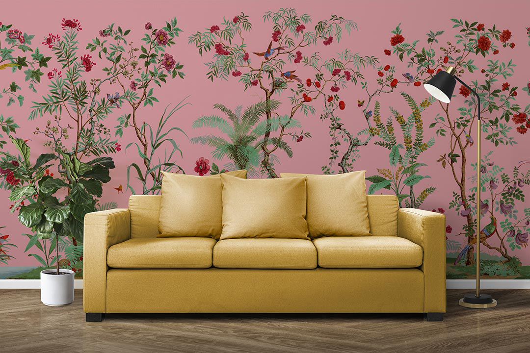 Egzotik Çiçekler ve Yeşil Yapraklarla Dolu Bir Bahçe Poster Duvar Kağıdı