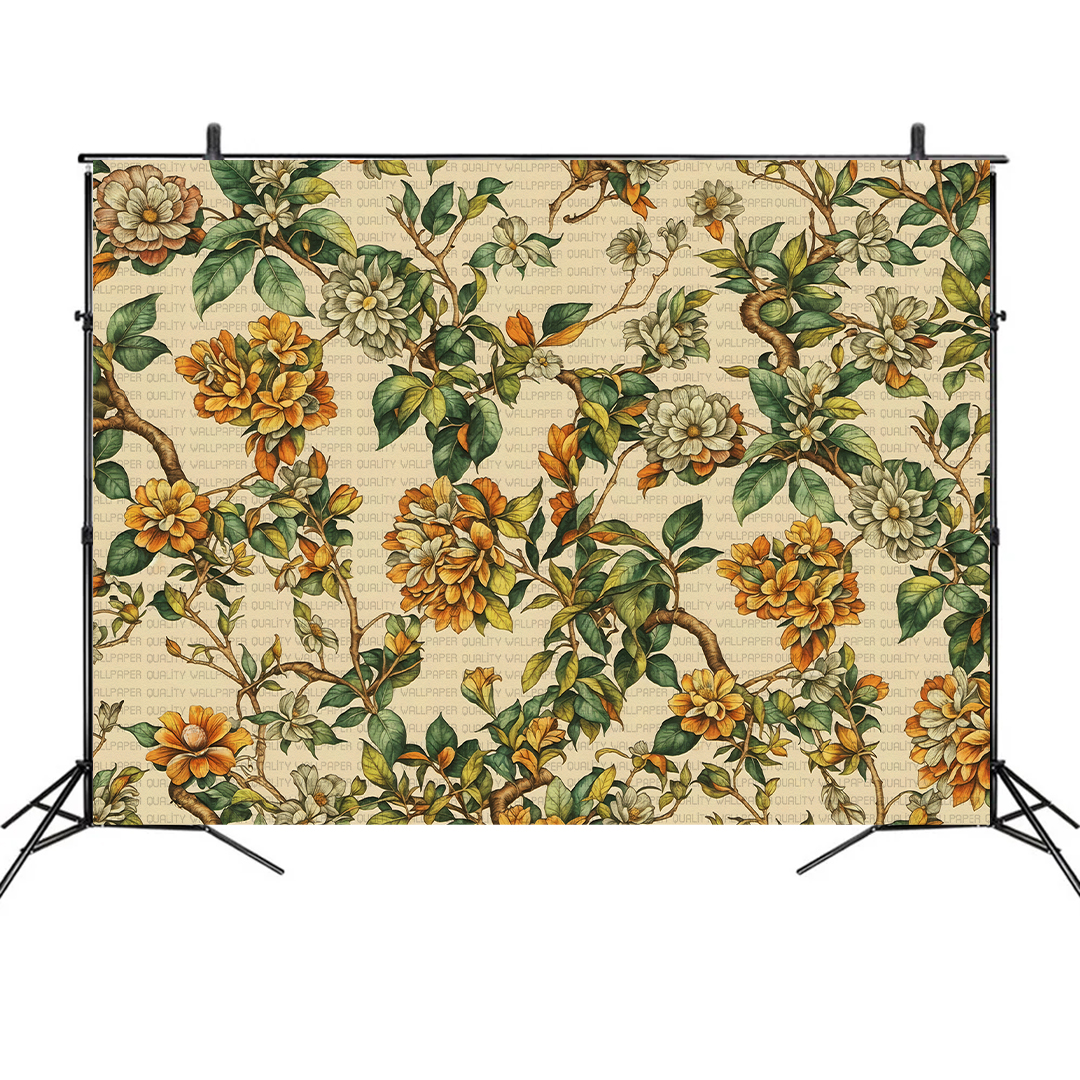 Enerjisini ve Coşkusunu Yansıtan Çiçek Düzeni Fon Kumaş