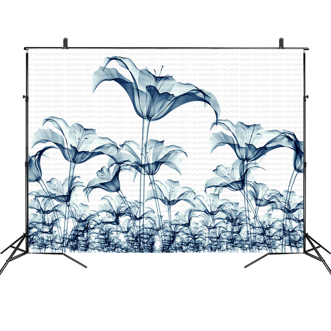 Ethereal Transparan Çiçeklerin Gizemli Dansı Fon Kumaş