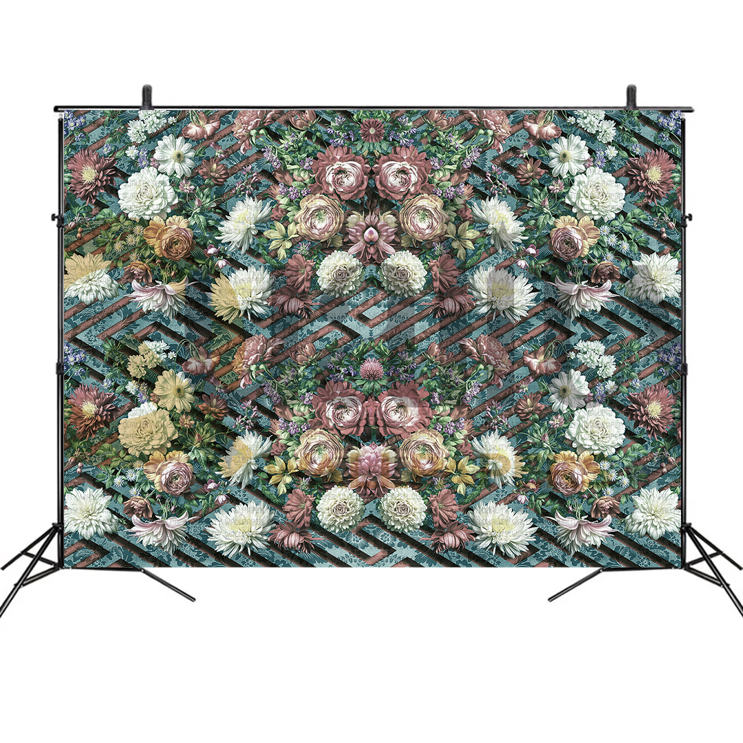 Gizemli Bahçenin Derinliklerinden Çiçek Senfonisi Fon Kumaş