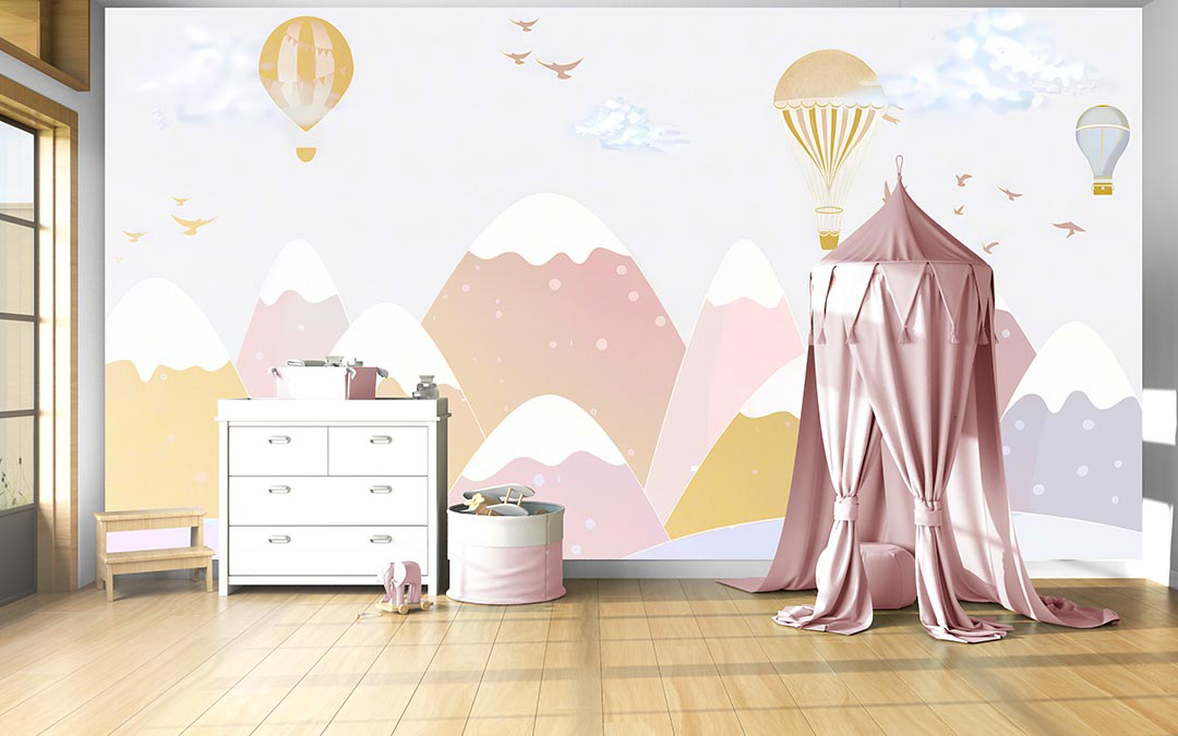 Gökyüzünde Süzülen Balonlar ve Özgür Kuşların Dansı Poster Duvar Kağıdı