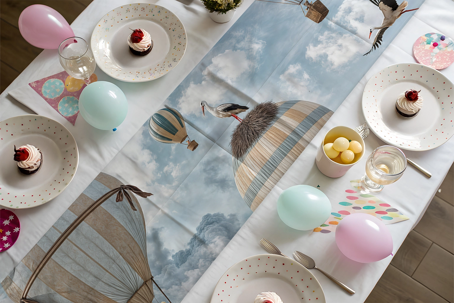 Gökyüzünde Süzülen Hayaller Bulutların Arasında Dans Eden Balonların ve Kuşların Özgürlük Senfonisi Runner