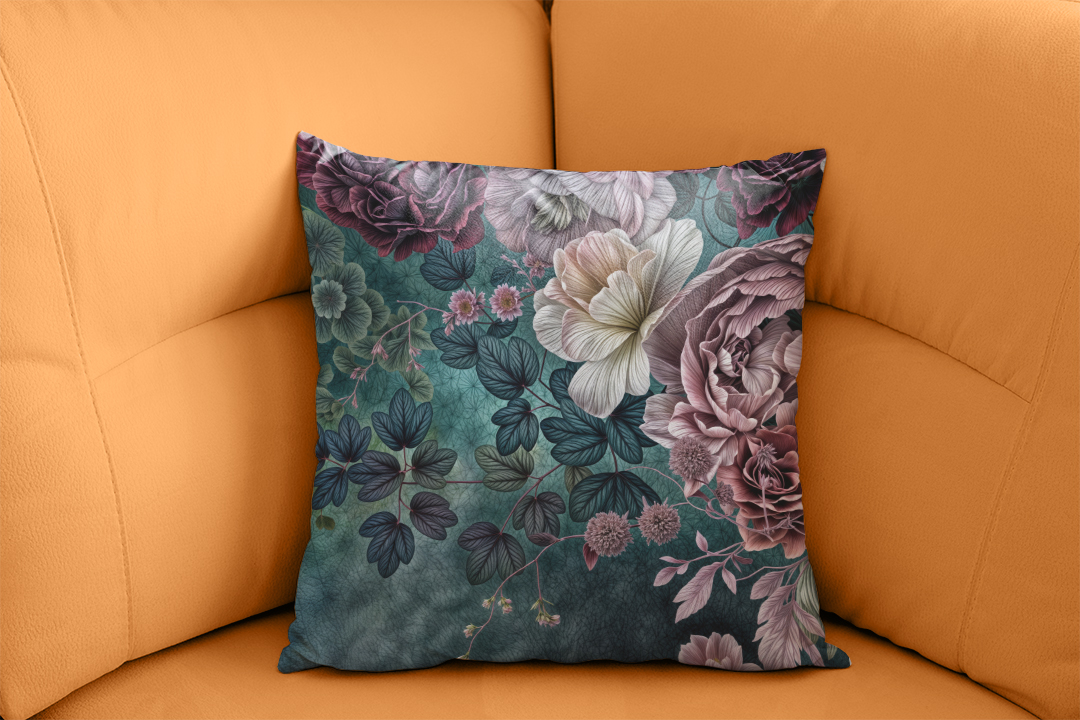 Gotik Esintili Romantizm Çiçekleri Kırlent