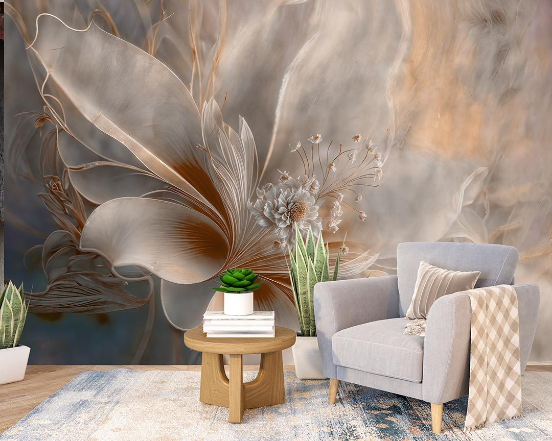 Huzurun Pastel Tonları ile Buluştuğu Tekli Çiçek Poster Duvar Kağıdı