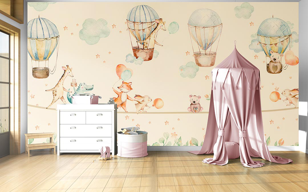 İpteki Neşeli Hayvanlar Dünyası Poster Duvar Kağıdı