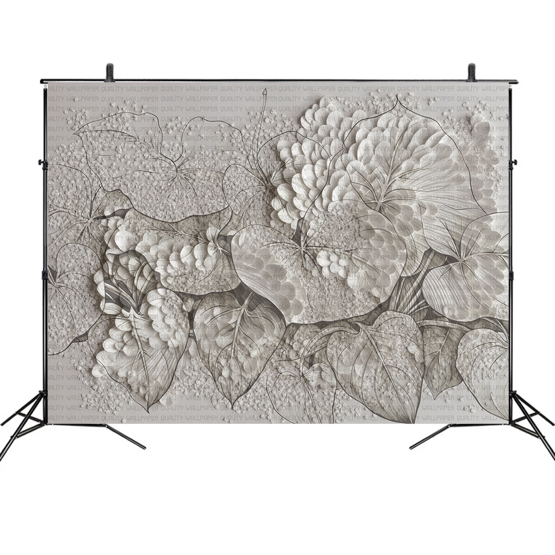 Kabartmalı Yaprakların Biyomorfik Dokusu Fon Kumaş