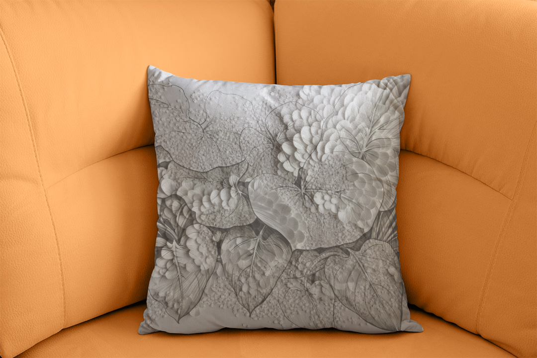 Kabartmalı Yaprakların Biyomorfik Dokusu Kırlent